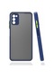 Tecno - Samsung Galaxy Uyumlu A03s - Kılıf Arkası Buzlu Renkli Düğmeli Hux Kapak - Lacivert