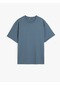 Koton Basic Bisiklet Yaka Pamuklu Kısa Kollu Oversize Tişört Mavi 5sam10014hk Mavi