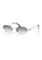 Mıu Mıu A54s Zvn80o 51 Kadın Oval Gold Metal Güneş Gözlüğü Altın