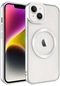 iPhone Uyumlu 14 Kılıf Magsafe Wireless Şarj Özellikli Lopard Setro Silikon - Gümüş