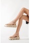 Kadın Hobby Nud Kalın Taban Bilekten Bağlamalı Sandalet 099-nut