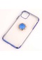 Kilifone - İphone Uyumlu İphone 11 Pro Max - Kılıf Yüzüklü Kenarları Renkli Arkası Şeffaf Gess Silikon - Mavi