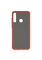 Kilifone - Huawei Uyumlu Y6p - Kılıf Arkası Mat Buzlu Kenarı Renkli Düğmeli Fri Silikon - Kırmızı