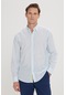 Erkek Acık Mavı Comfort Fit Rahat Kesim Gizli Düğme Yaka %100 Pamuk Flamlı Gömlek