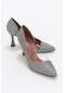 Luvishoes 653 Platin Simli Topuklu Kadın Ayakkabı