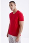 Tommy Life Kırmızı Basic Kısa Kol Standart Kalıp V Yaka Erkek T-shirt - 87912 Kirmizi