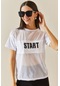 Xhan Beyaz Bisiklet Yaka Tül Detaylı Salaş T-shirt 5yxk1-48310-01 Bej