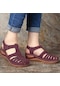Mor Kadın Sandalet Yaz Vintage Kama Sandalet Rahat Kesme Boşluk Kadın Ayakkabı Kadın Bayanlar Platformu Retro Sandalias Artı Boyutu