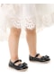 Kiko Kids Cırtlı Fiyonklu Kız Çocuk Babet Ayakkabı Ege 200 Cilt Siyah