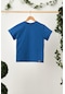 Erkek Çocuk Kısa Kollu Bisiklet Yaka Terletmez, Yumuşak Rahat %100 Pamuklu Penye T-shirt-6708- Mavi