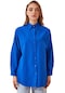 Kadın Saks Mavi Geniş Yaka Düz Gömlek-26043-saks