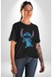 Lilo And Stitch Çizgi Film Animasyon Unisex Unisex Siyah Organik Baskılı T-shirt Penye Yüksek Kalite Siyah