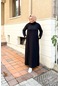 İkili Uzun Nevrül Detaylı Boğazlı Sade Basic Uzun Büyük Beden Spor Elbise - 12027 - Siyah-siyah