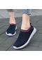 Lacivert 2022 Örgü Spor Ayakkabı Kadın Rahat Ayakkabılar Moda Spor Ayakkabı Kadın Daireler Çorap Üzerinde Kayma Eğitmenler