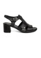 Enzo 22-02 Kadın Hakiki Deri Topuklu Sandalet Siyah-siyah