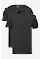 AC&Co / Altınyıldız Classics Erkek Sıyah-sıyah 2'li Paket Slim Fit Dar Kesim Pamuklu Basic Tişört
