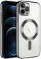 iPhone Uyumlu 11 Pro Max Kılıf Şeffaf Renkli Yumuşak Kamera Lens Korumalı Magsafe Şarj Kapak Demre - Siyah