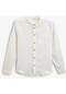 Koton Basic Gömlek Keten Karışımlı Uzun Kollu Tek Cep Detaylı Beyaz 4skb60021tw
