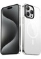 Mutcase - İphone Uyumlu İphone 15 Pro Max - Kılıf Kablosuz Şarj Destekli Şeffaf G-glass Magsafe Kapak - Siyah