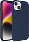 iPhone Uyumlu 14 Kılıf Magsafe Wireless Şarj Özellikli Pastel Renk Silikon Lopard Plas Kapak - Lacivert