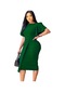 Ikkb Kadın Yazlık Yeni Düz Renkli Yüksek Bel Temperament Elbise Koyu Yeşil