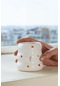 Minimal Çiçekler Amore El Yapımı Seramik Double Kahve Bardağı Mug Kupa Krem
