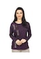 Kadın Orta Yaş Ve Üzeri Yeni Tarz Yuvarlak Yaka Baskı Model Anne Penye Bluz 30570-mürdüm