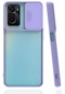 Oppo A96 4g Kılıf Lopard Slayt Sürgülü Kamera Korumalı Renkli Silikon Kapak - Lila