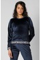 Maraton Sportswear Regular Kadın Bisiklet Yaka Uzun Kol Basic Açık Lacivert Sweatshirt 19458-açık Lacivert