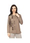 Kadın Orta Yaş Ve Üzeri Yeni Tarz Yuvarlak Yaka Baskı Model Anne Penye Bluz 30570-vizon