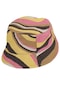 Luess Kız Çocuk Renkli Geometrik Desenli Bucket Şapka - Pembe-Sarı-Kahve