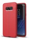 Kilifone - Samsung Uyumlu Galaxy S8 - Kılıf Deri Görünümlü Auto Focus Karbon Niss Silikon Kapak - Kırmızı
