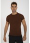 Maraton Active Slimfit Erkek Bisiklet Yaka Kısa Kol Koşu Sepya T-Shirt 821075-Sepya