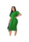 Ikkb2024 Kadın Yaz Yeni Stil Düz Renk Yüksek Bel Mizaç İşe Gidip Gelme Lotus Kollu Ofis Avrupa Ve Amerikan Elbise - Parlak Yeşil