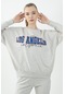 Maraton Sportswear Oversize Kadın Bisiklet Yaka Uzun Kol Basic Ekru Sweatshirt 22168-ekru