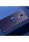 Mutcase - Samsung Uyumlu Galaxy A6 Plus 2018 - Kılıf Yüzüklü Auto Focus Ravel Karbon Silikon Kapak - Siyah-mavi