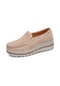 Bej Kadın Flats Spor Ayakkabı Slip On Flats Deri Süet Bayan Loafer'lar Mokasen Günlük Ayakkabılar Creepers Bej