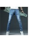 Ikkb Yeni Moda Rahat Slim Fit Erkek Denim Pantolon Açık Mavi