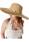 Kadın Açık Bej Üzeri İncili Beyaz Geniş Hasır Şapka-26152 - Std