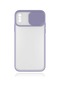 Noktaks - İphone Uyumlu İphone Xs 5.8 - Kılıf Slayt Sürgülü Arkası Buzlu Lensi Kapak - Lila