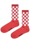 Skater Tall Crimson Red Kırmızı Damalı Unisex Çorap - Unisex