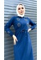 Pera Taş Detaylı Belden Bağlamalı Uzun Spor Elbise - 71066 - İndigo-indigo