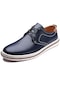 Erkek İş Rahat Ayakkabıları İngiliz Modası Çok Yönlü Dekolte Bağcıklı Gündelik Sürüş Deri Ayakkabı-mavi