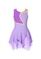 Lavanta Buz Pateni Elbise Kız Parlak Rhinestone Jimnastik Kostüm Bale Dans Leotard Elbise