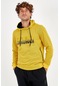 Maraton Sportswear Comfort Erkek Kapşonlu Uzun Kol Basic Sarı Sweatshirt 19189-sarı