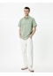 Koton Yazlık Gömlek Klasik Yaka Düğmeli Kıvırmalı Kol Detaylı Yeşil 4sam60002hw