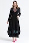 Uzun Kol Şile Bezi Nakışlı Antik Uzun Elbise Siyah Syh-siyah