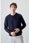 Tommy Life Lacivert Pamuk Yumuşak Dokulu Standart Fit Basic Erkek Sweatshirt - 88363 Lacivert