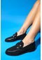 Mıchıgan Siyah Triko Tokalı Kadın Loafer Ayakkabı