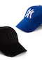Unisex 2'li Set Siyah ve Saks Mavisi Ny New York Beyzbol Şapka - Unisex